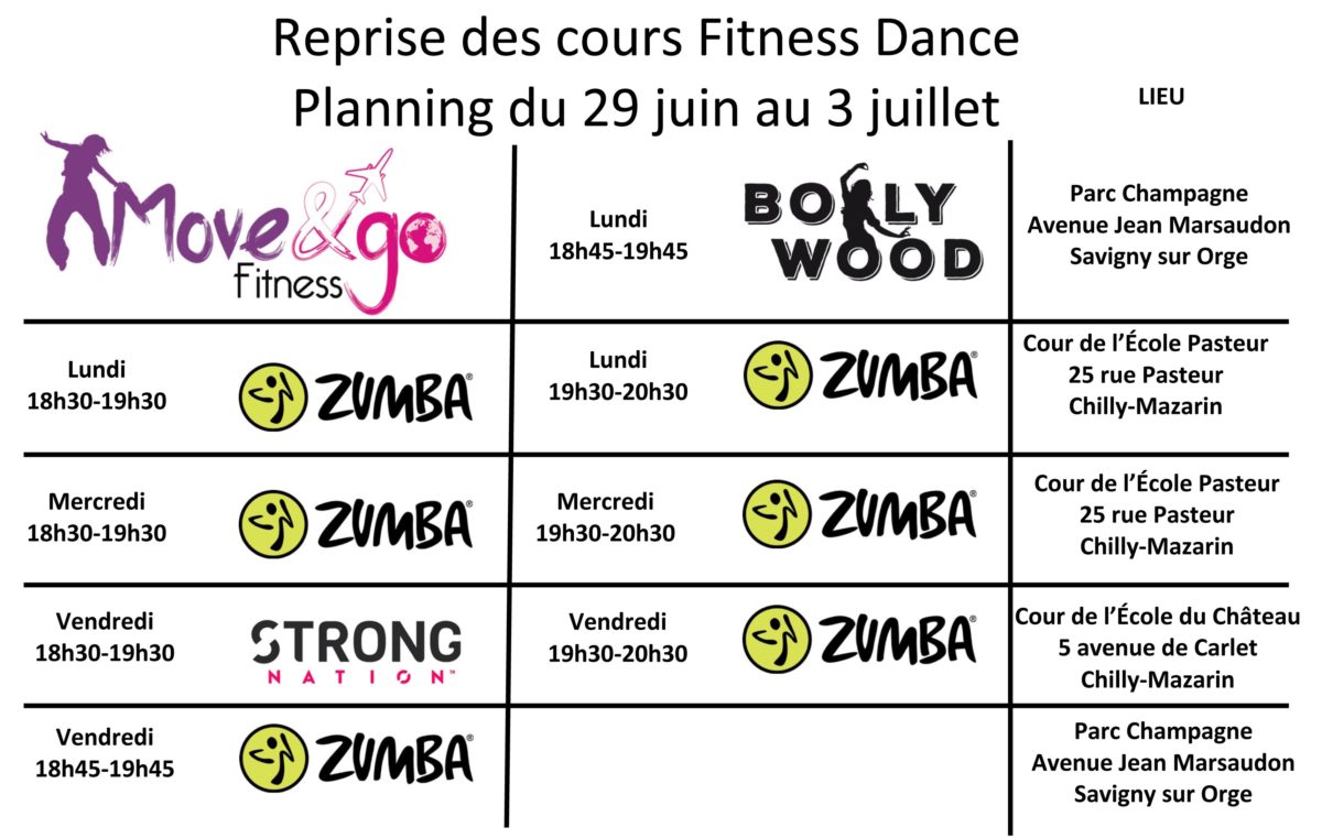 Planning reprise cours Fitness Dance 08-120620